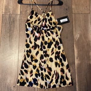 Leopard Print Cowl Neck Dress